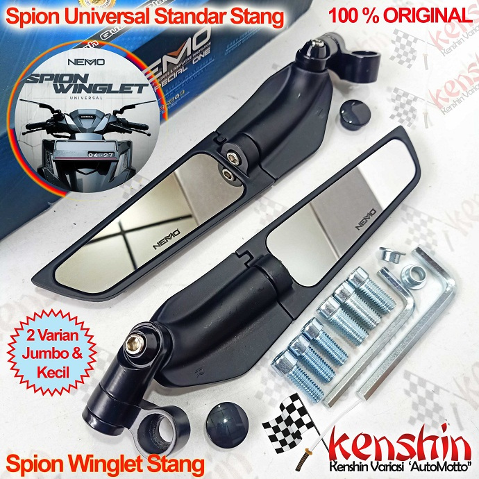 Kaca Cermin Spion Motor Winglet Jumbo Kecil Cembung Universal Standar Stang Yamaha Xmax Nmax Aerox L