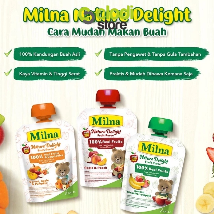 KODE BFD844 Milna Nature Delight Fruit Puree 8g  Sari buah makanan bayi