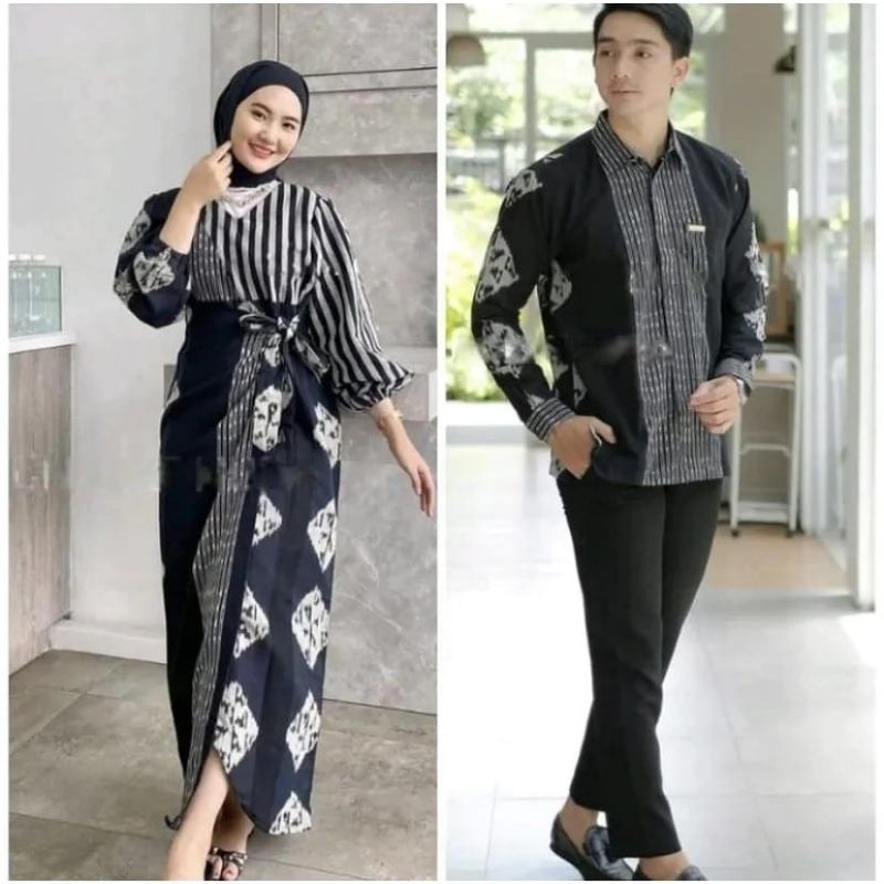 dress marline set couple kondangan baju hitam kekinian outfit tenun