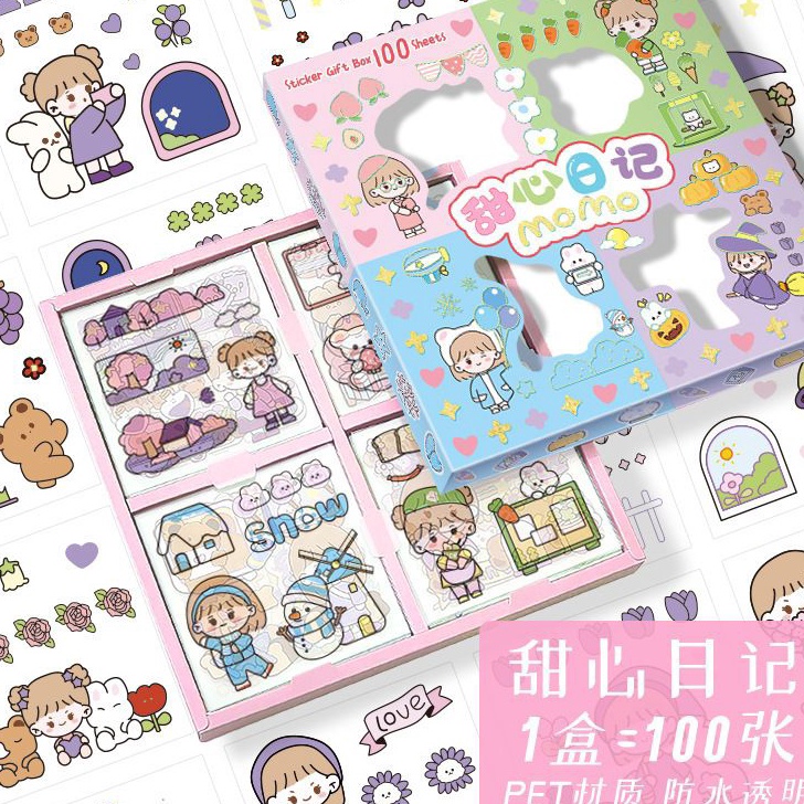 

MODEL EOL995 Stiker Momo 1 Lembar Rainbow Stiker Senmu 1pcs Motif Lengkap Stiker Viral Korea