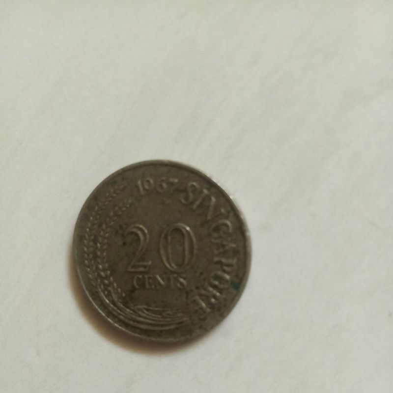 Koin kuno 20 cents Singapore 1967