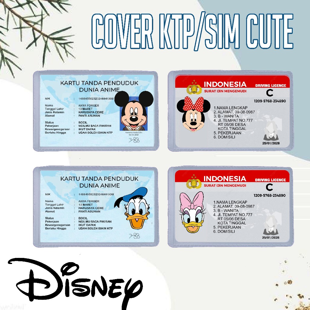 

Cover Pelindung Kartu Identitas KTP SIM Kartun Disney Mini Micky Daisy Donald