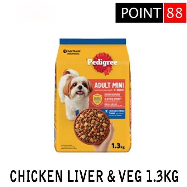 

23bagusmenshop - Pedigree Mini Adult Dog Food 1.3kg Rasa Chicken Vegetable Makanan Anjing