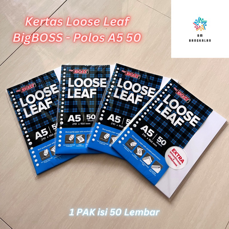 

Kertas Loose Leaf BigBOSS A5 50 Polos isi 50 Lembar