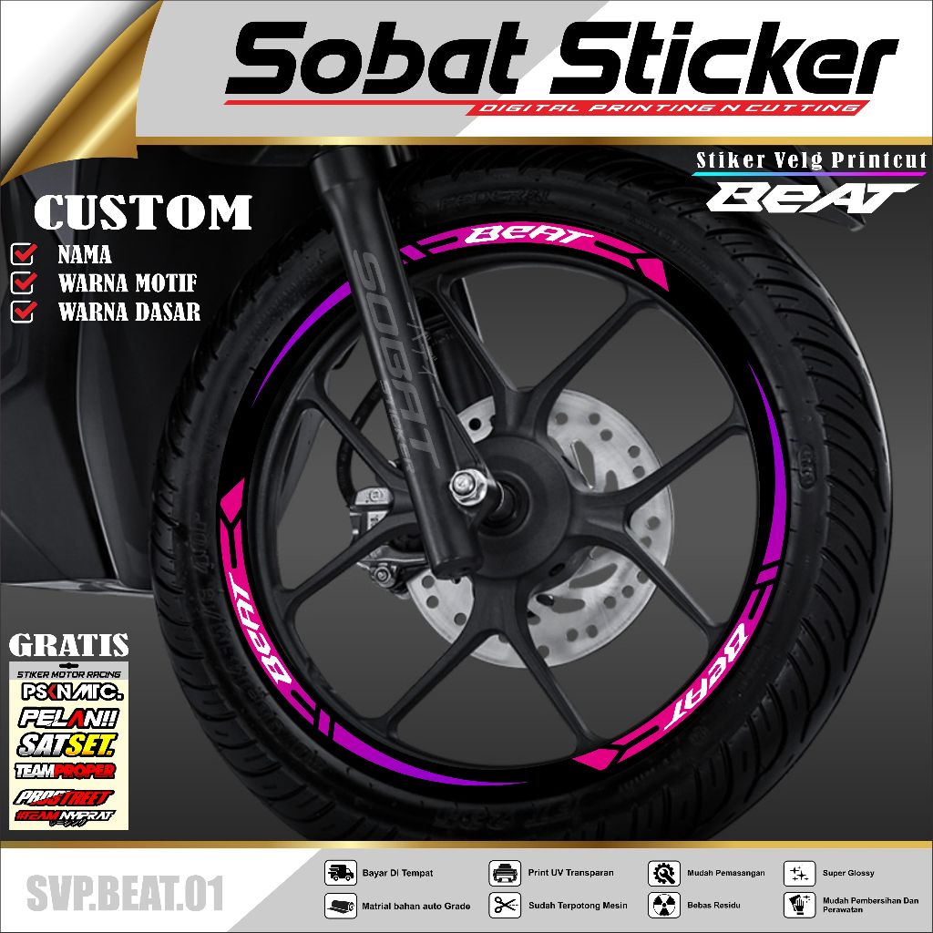 Stiker Lis Velg 14 Inch Honda BEAT New Old R Racing Lis List Variasi Custom Set Depan Belakang