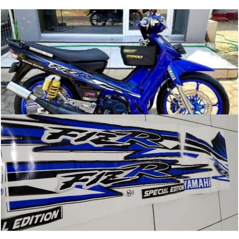 Striping sticker motor yamaha fiz r limited spesial edition custom variasi putih merah biru ungu pin