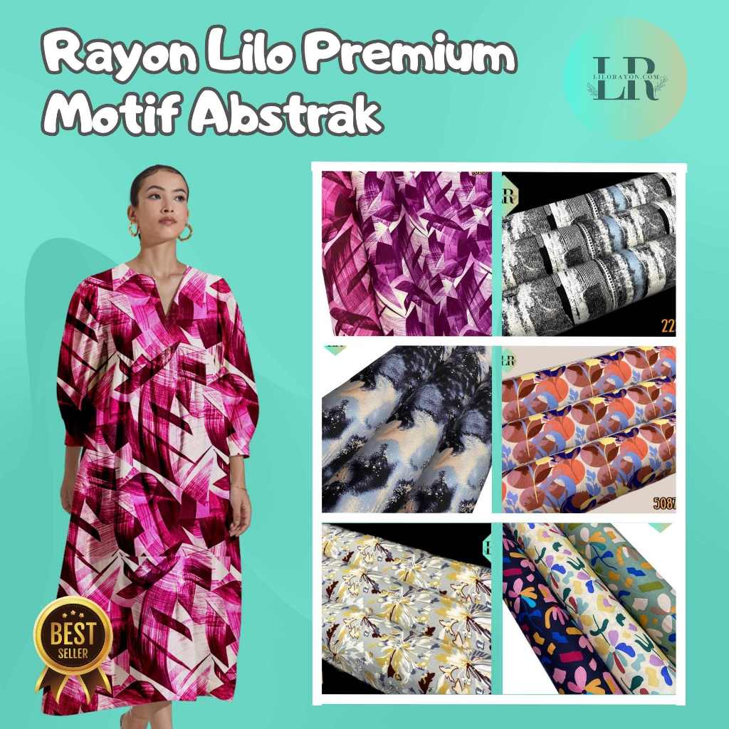 Rayon Lilo Motif Abstrak 100 - 150 Yard / Roll Kain