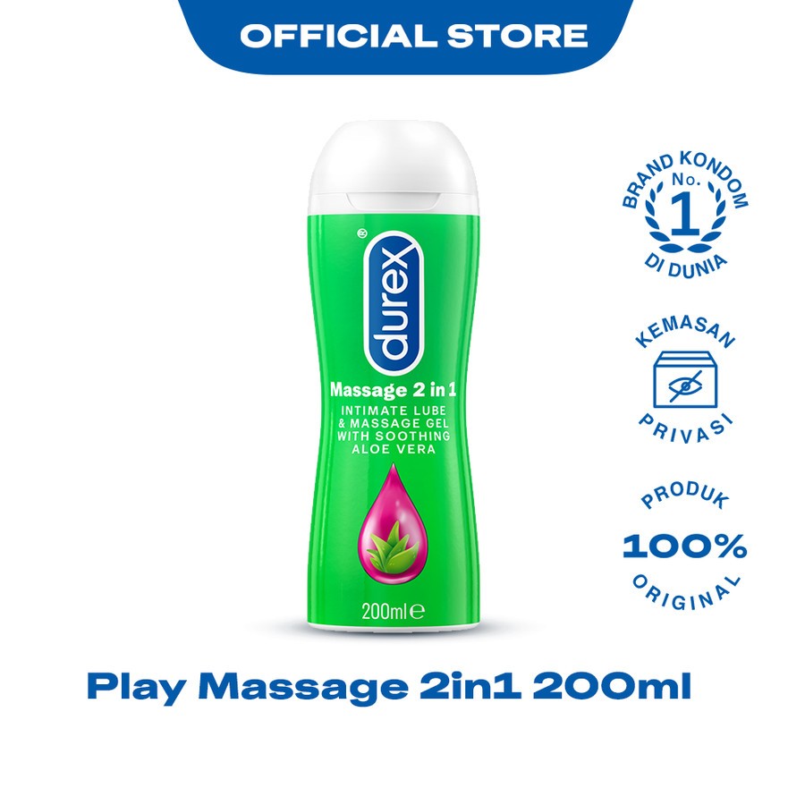 DUREX PLAY MASSAGE GEL 2 IN 1 200 ML INTIMATE LUBE WITH SOOTHING ALOEVERA