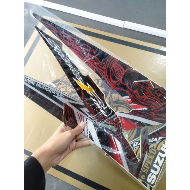 Striping Standar Motor Satria FU barong 2012 merah hitam