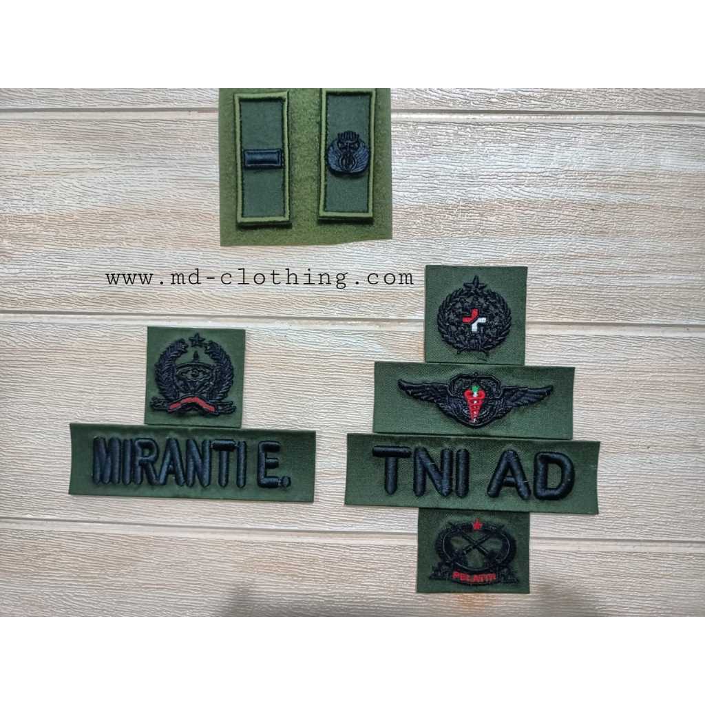 atribut papn nama tni ad/au/al timbul /mika/tanpa lapisan