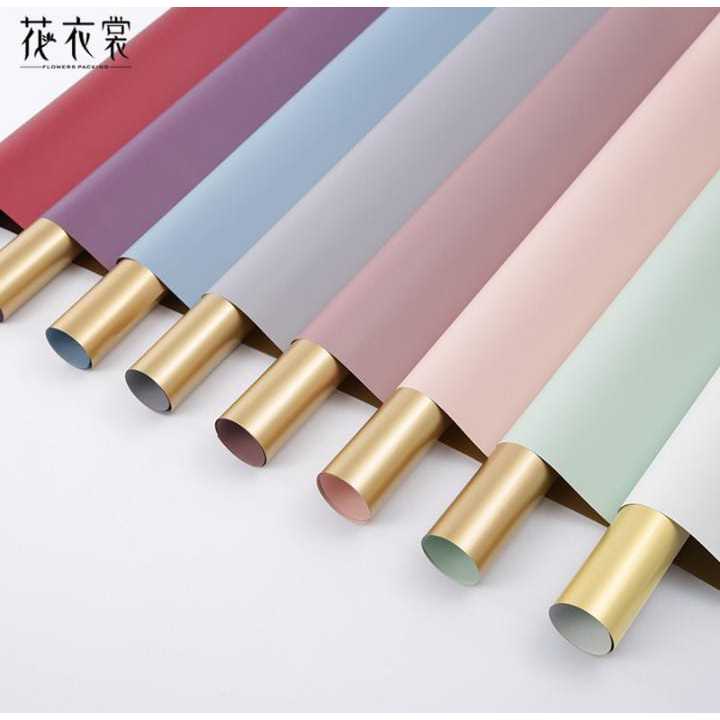 

[5 LEMBAR] Cellophane BICOLOR GOLD kertas buket wrapping bucolor gold