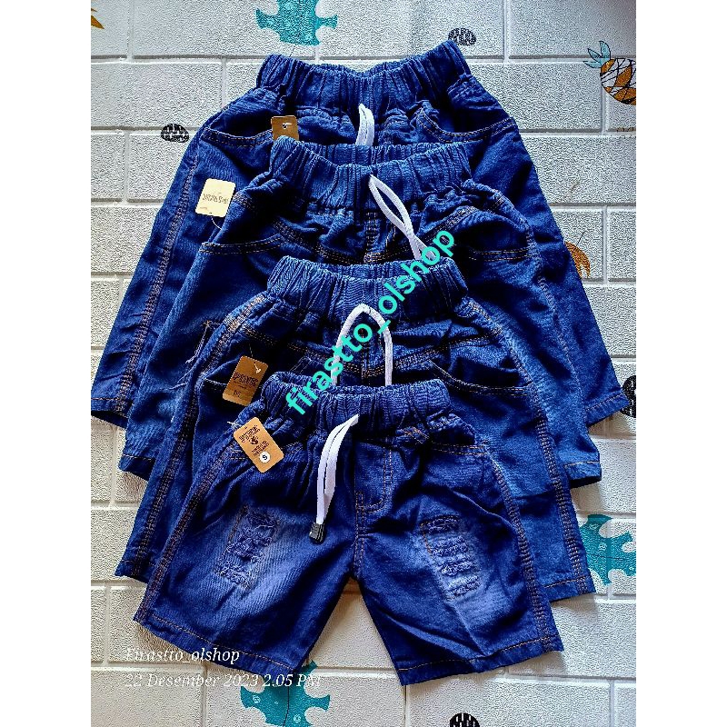 celana pendek jeans sobek anak laki-laki