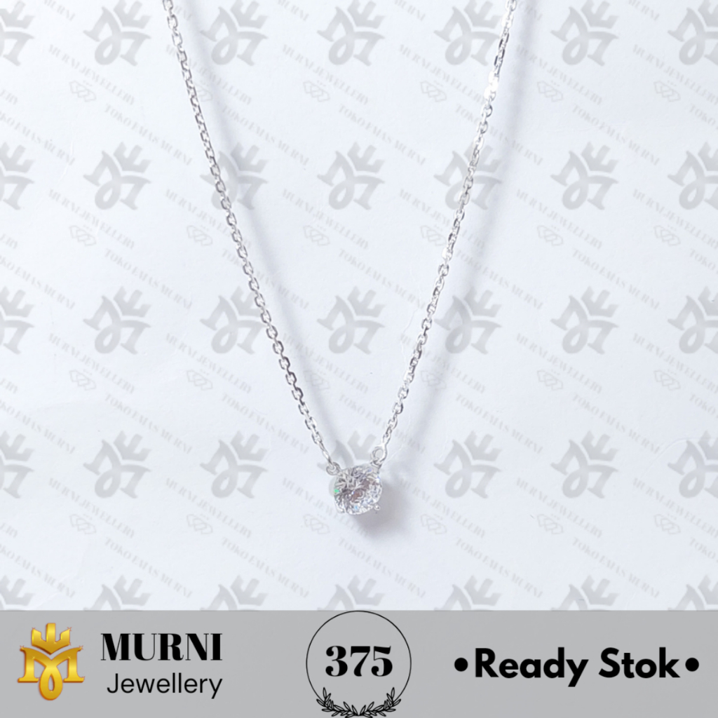 Kalung Emas Putih Asli 375/8K Model Solitare Putih - Toko Emas Murni