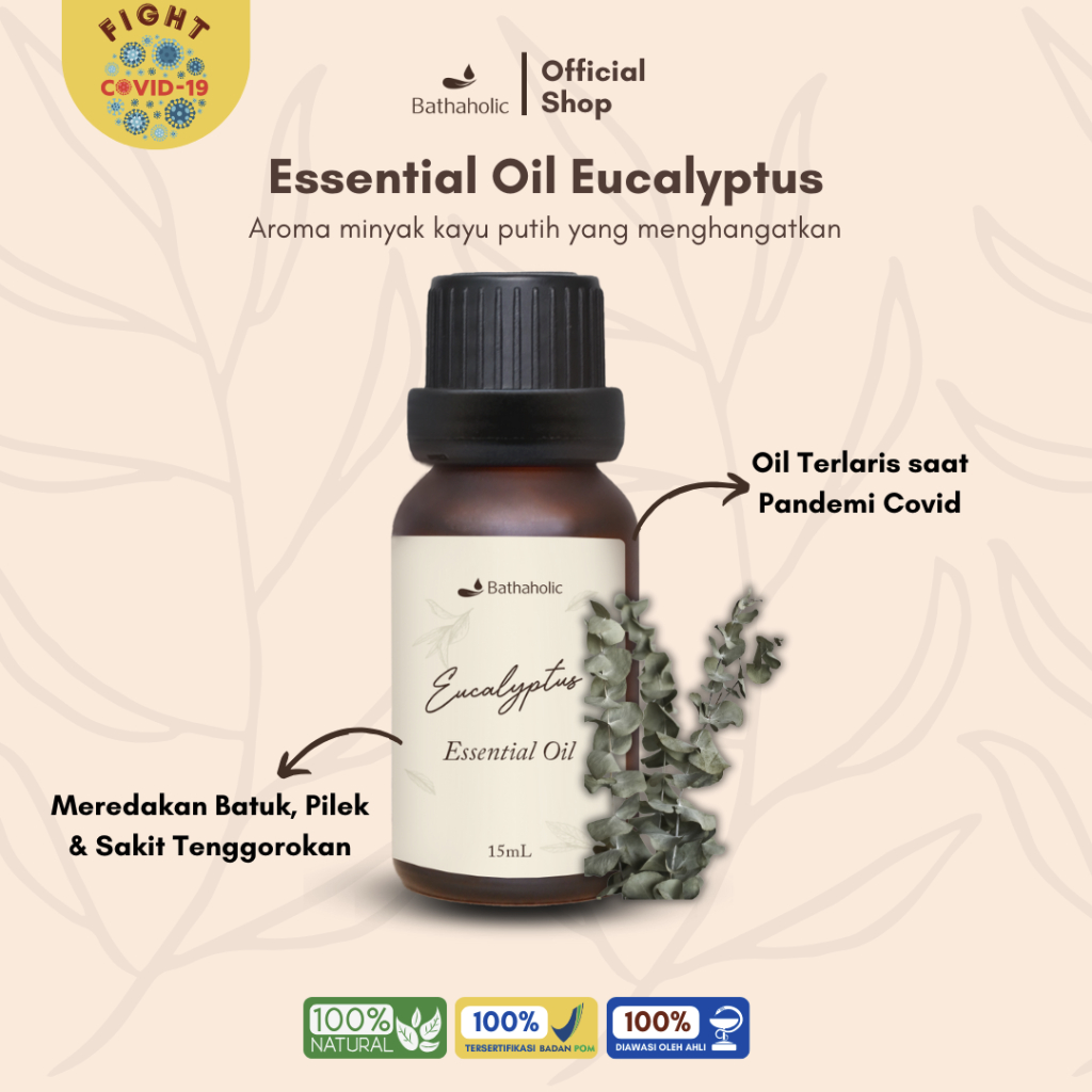 Bathaholic - Eucalyptus Essential Oil / Aromatherapy Pengharum Ruangan Bantu Pernafasan & Relaksasi