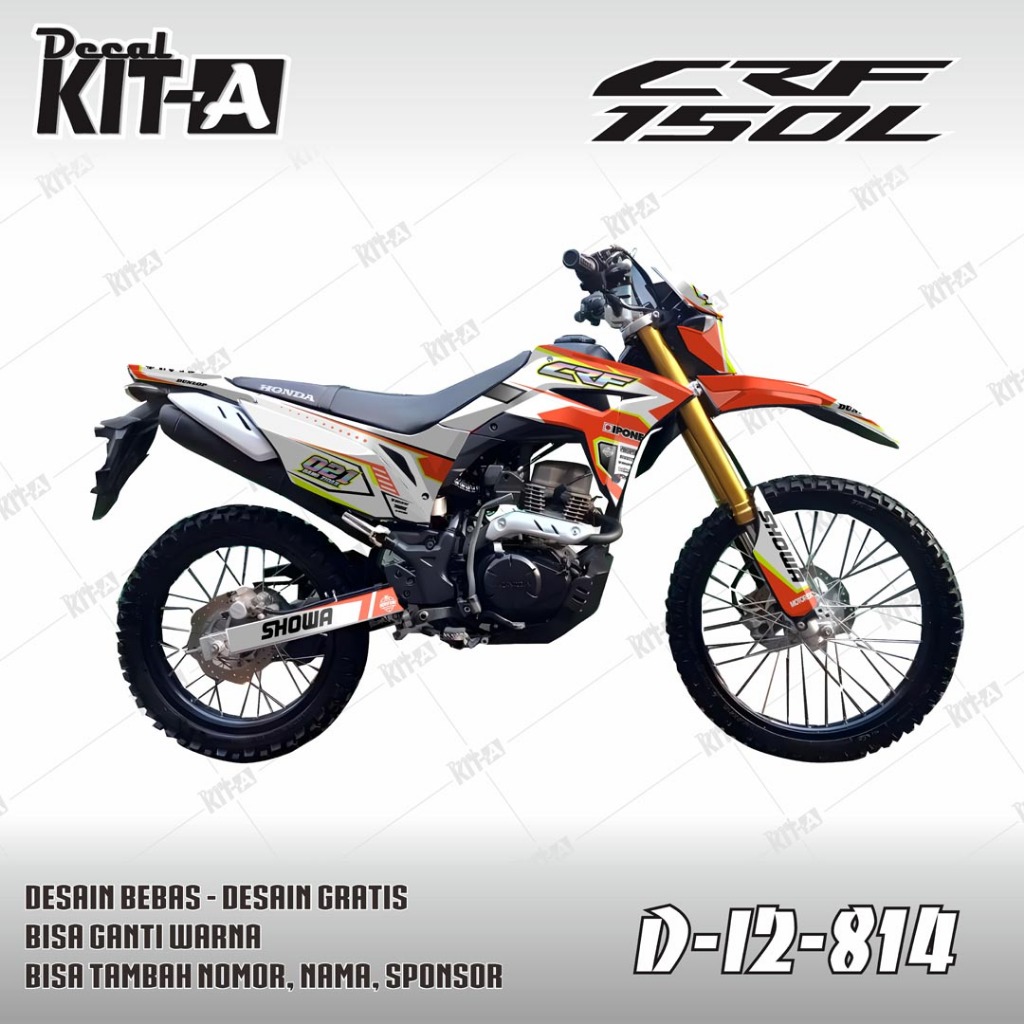 Decal CRF 150 L full body MOTIF GRAFIS PUTIH ORANGE D-I2-656 I2-814