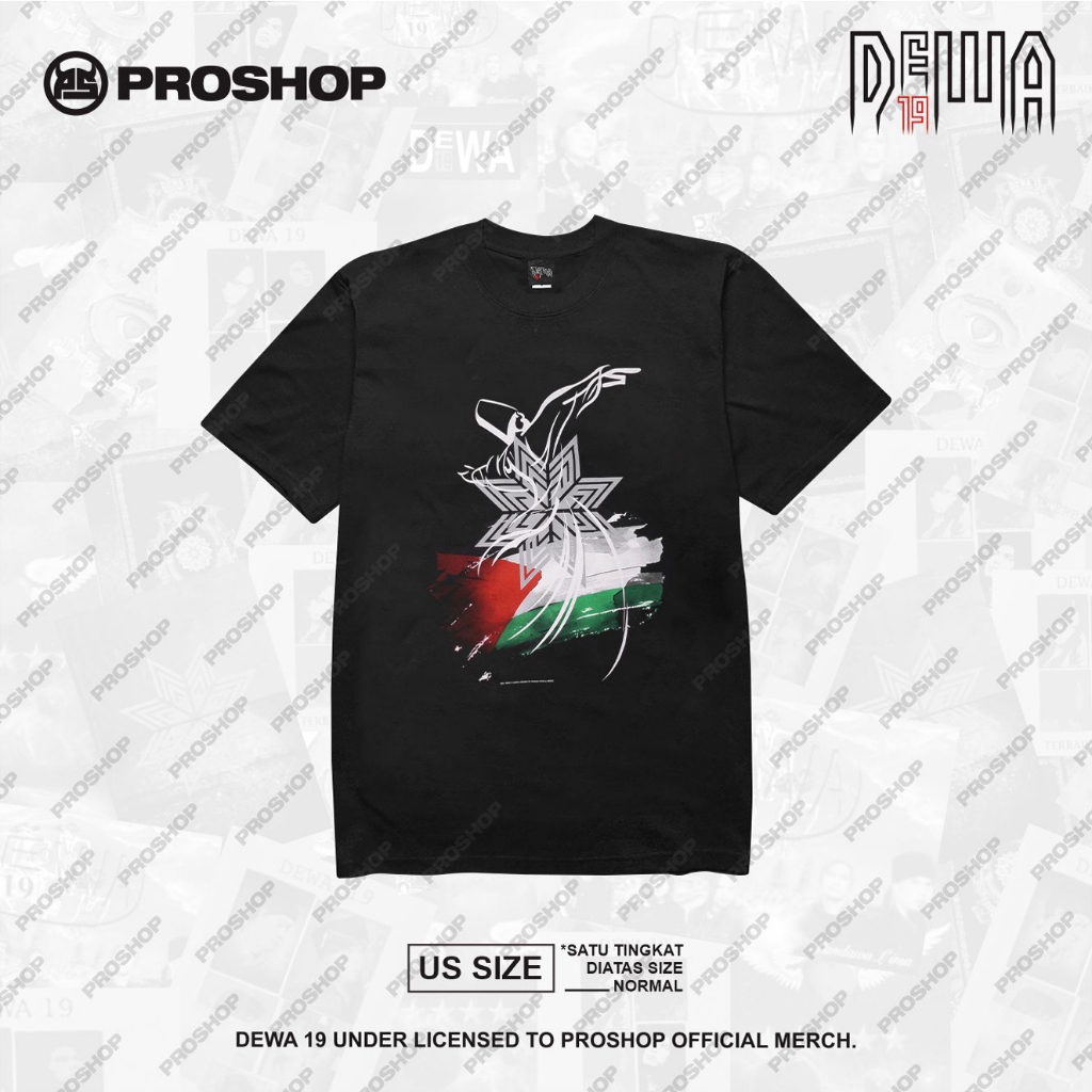 Proshop | Dewa19 Palestine 3 | Dewa 19 Tshirt | Kaos Pria Kaos Distro | Hitam