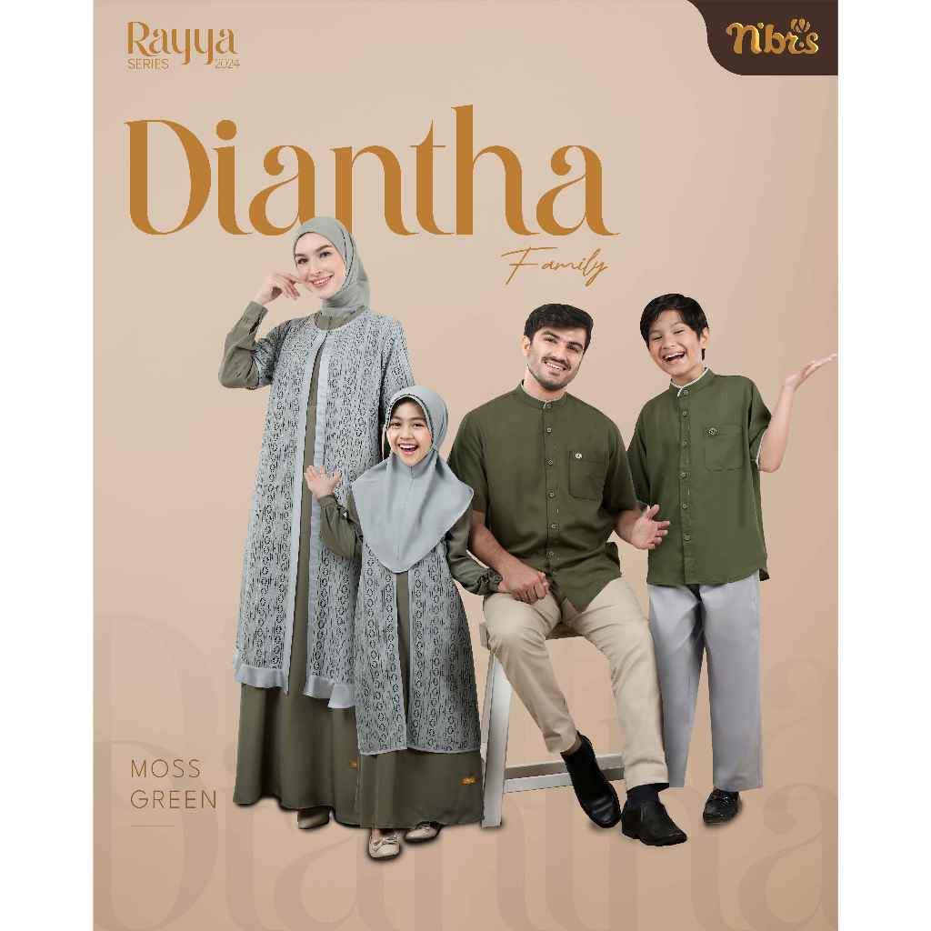 NIBRAS SARIMBIT 2024 RAYYA SERIES DIANTHA FAMILY MOSS GREEN BY NBRS FASHION ATASAN KOKO KEMEJA AYAH 
