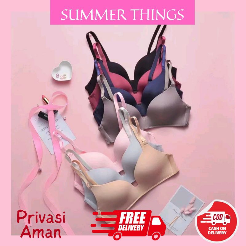 SUMMER THINGS A-005 Pakaian Wanita Fashion Korea Bra Ukuran 36 38 Polos BH Tanpa Kawat