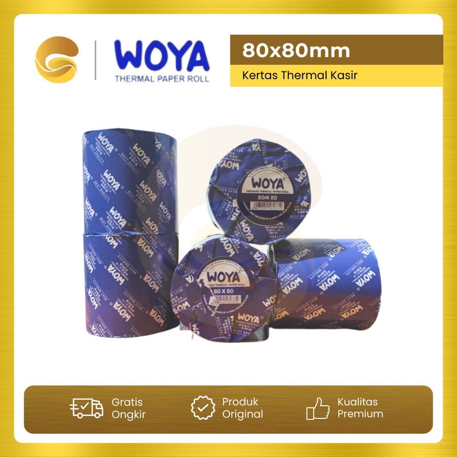 

WOYA Kertas Thermal 80X80 Printer thermal roll 80 X 80 mm (5roll)