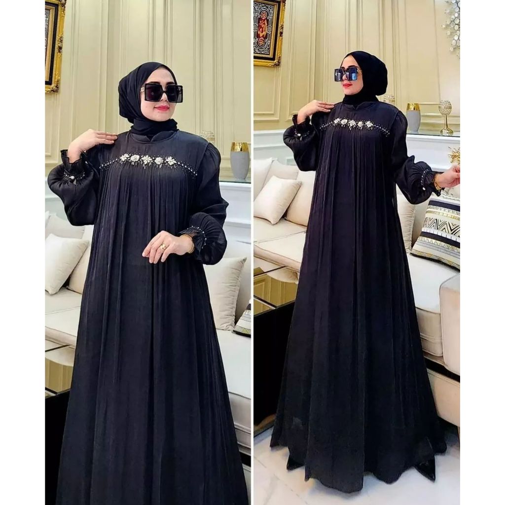 DRESS SHMIMER KONDANGAN MODEL WANITA TERBARU 2023 ALINA DRESS MIX PAYET GAMIS DEWASA SIMPLE ELEGAN