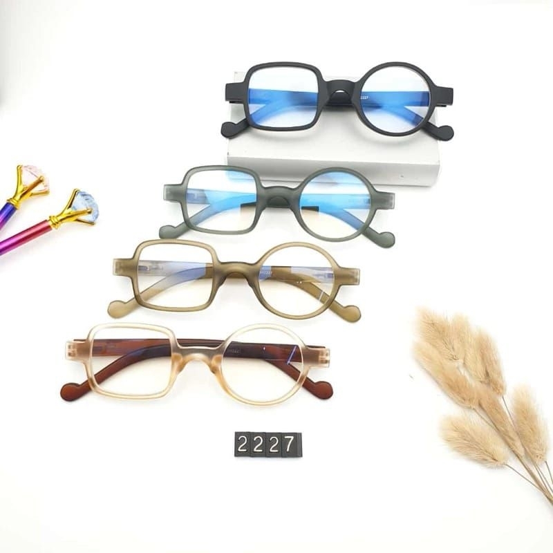 kacamata /Frame unik bentuk kotak dan bulat 2227 | kacamata photocromic| kacamata antiradiasi