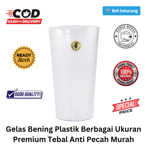 [BISA COD] DISKON Gelas Bening Plastik Berbagai Ukuran Premium Tebal Anti Pecah Murah Gelas Air Minu