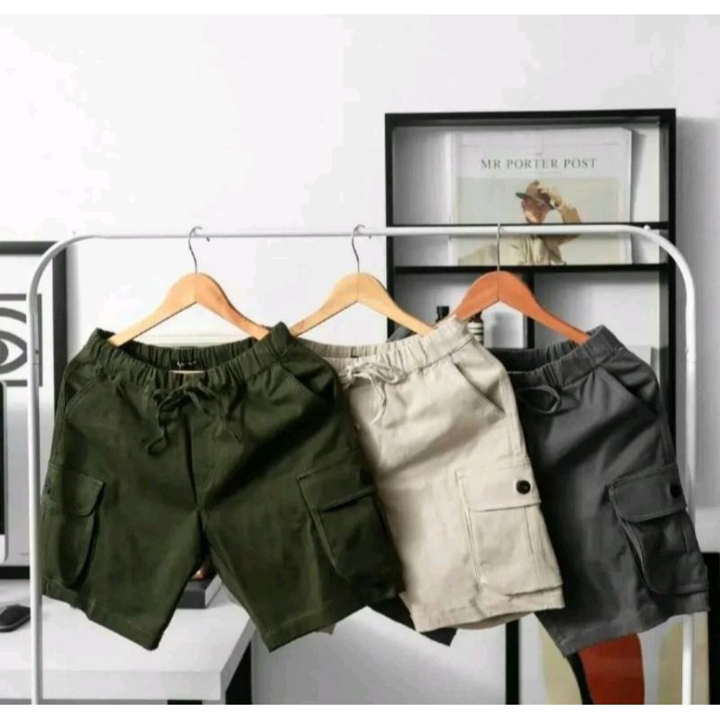 SumberRejekiJeans - Celana Pendek Cargo Karet Pria
