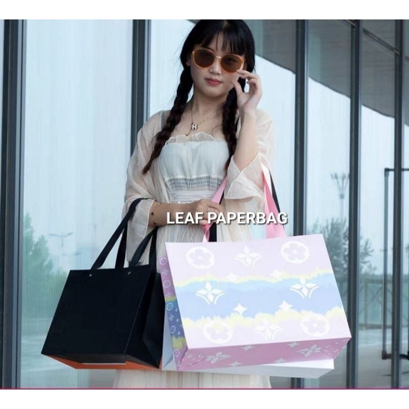 

paper bag premium tali panjang besar / tas kotak packaging LV paperbag LV pink jumbo besar tas kado kotak kado kekinian jumbo