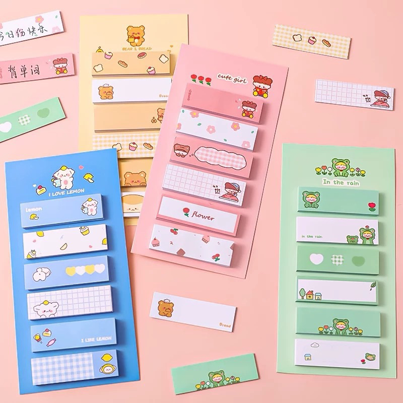 

[DWCORNER] Sticky Note Lucu 6 IN 1 / Catatan Mini Bermotif / Post It Mini