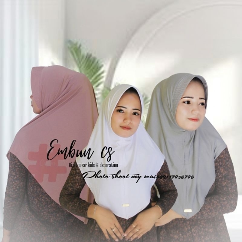 Hijab Khimar jilbab 2 layer mini dewasa bahan Ceruti baby doll pet busa