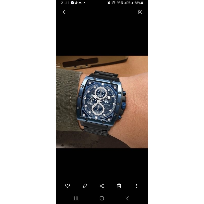 JAM TANGAN PRIA EVANS JAYDEN 9463-1 STRAP RANTAI CHRONO AKTIF