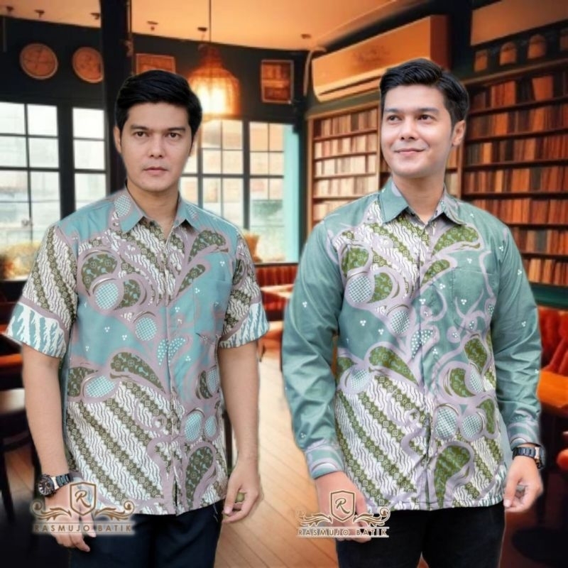Kemeja Batik Pria Modern Lengan Panjang Casual Modis Reguler Fit Trendy Masa Kini OL 162