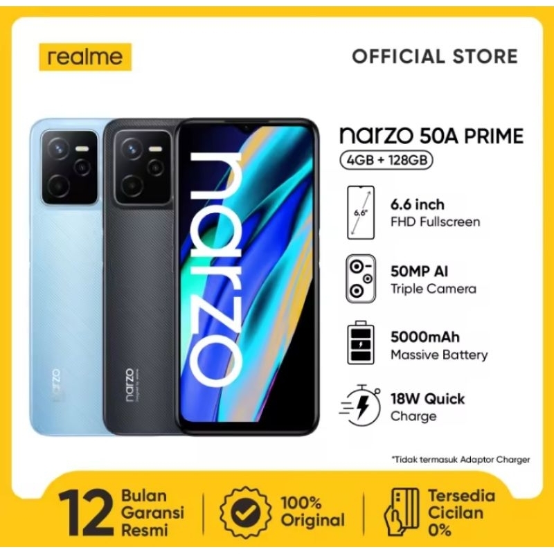 Realme Narzo 50a prime Ram 6 GB Rom 128 GB handphone