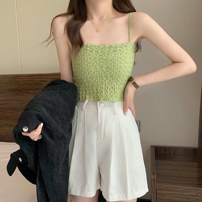 tank top kamisol import wanita model crinkle kerut aesthetic