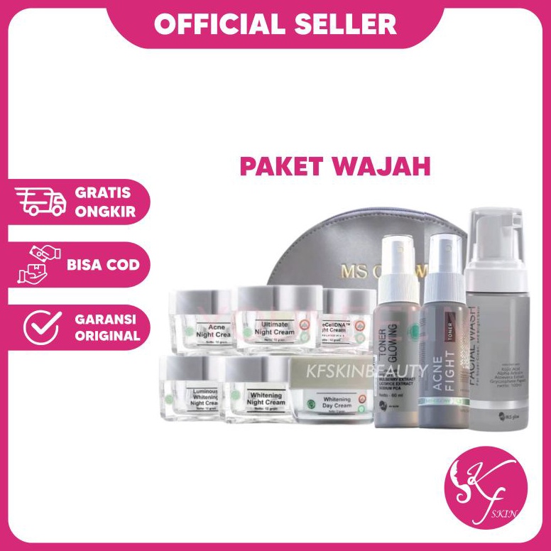 Terkni Original 1Night Cream Ms Glow  Whitening Luminous Acne WhiteCell DNA Ultimate 234