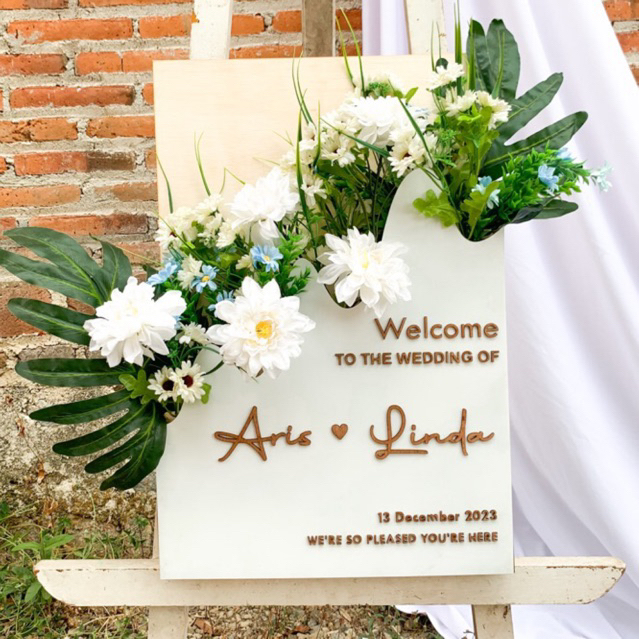 Termurah Papan Bunga Akrilik Wellcome Sign Wedding Sign Akrilik wedding sign / welcome sign / akrili