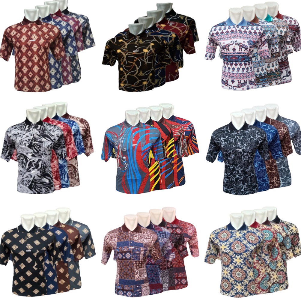 J85 Kaos Krah Pria Dewasa Lengan Pendek Motif Batik Keren Terbaru  Baju Kaos BerKerah Kasual Trendi 