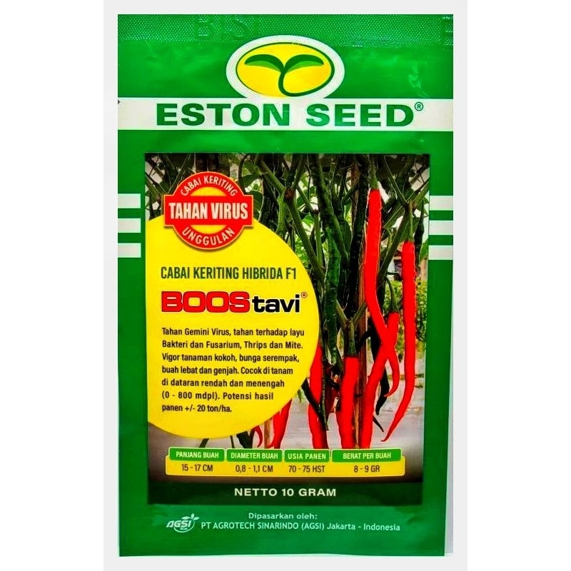 Benih Cabe Hibrida Tahan Virus BOOSTAVI F1 10 gram - Cabai Merah Keriting ESTON SEED
