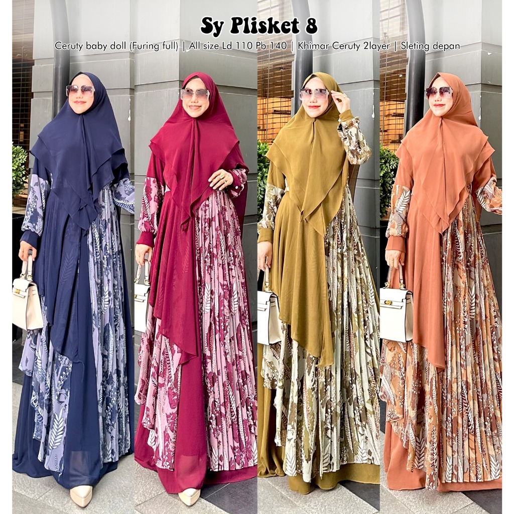 Zahira1808 Plisket Syari Ceruty Baby Doll Ori Gamis Syari Muslim Wanita Busui Muslimah Maxi Panjang 