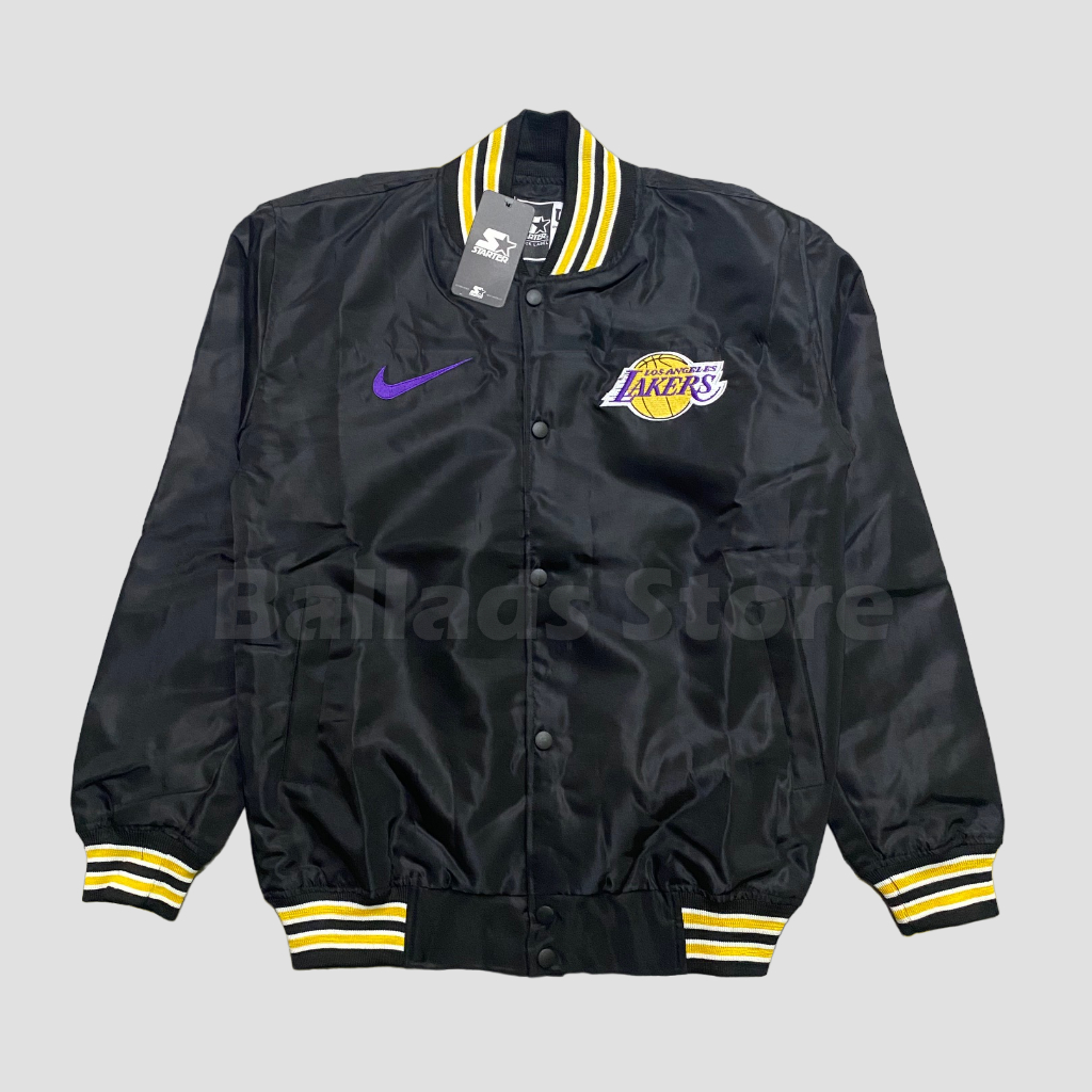 Jaket Varsity Basketball Lakers Full Black Keren Terbaru Original