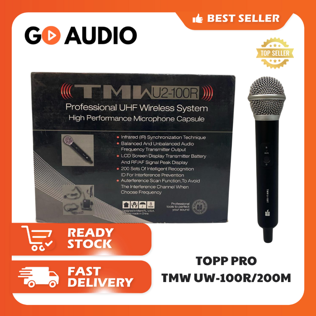 TOPP PRO | Mic Wireless Karaoke TMW U2 100R | Mic tanpa Kabel
