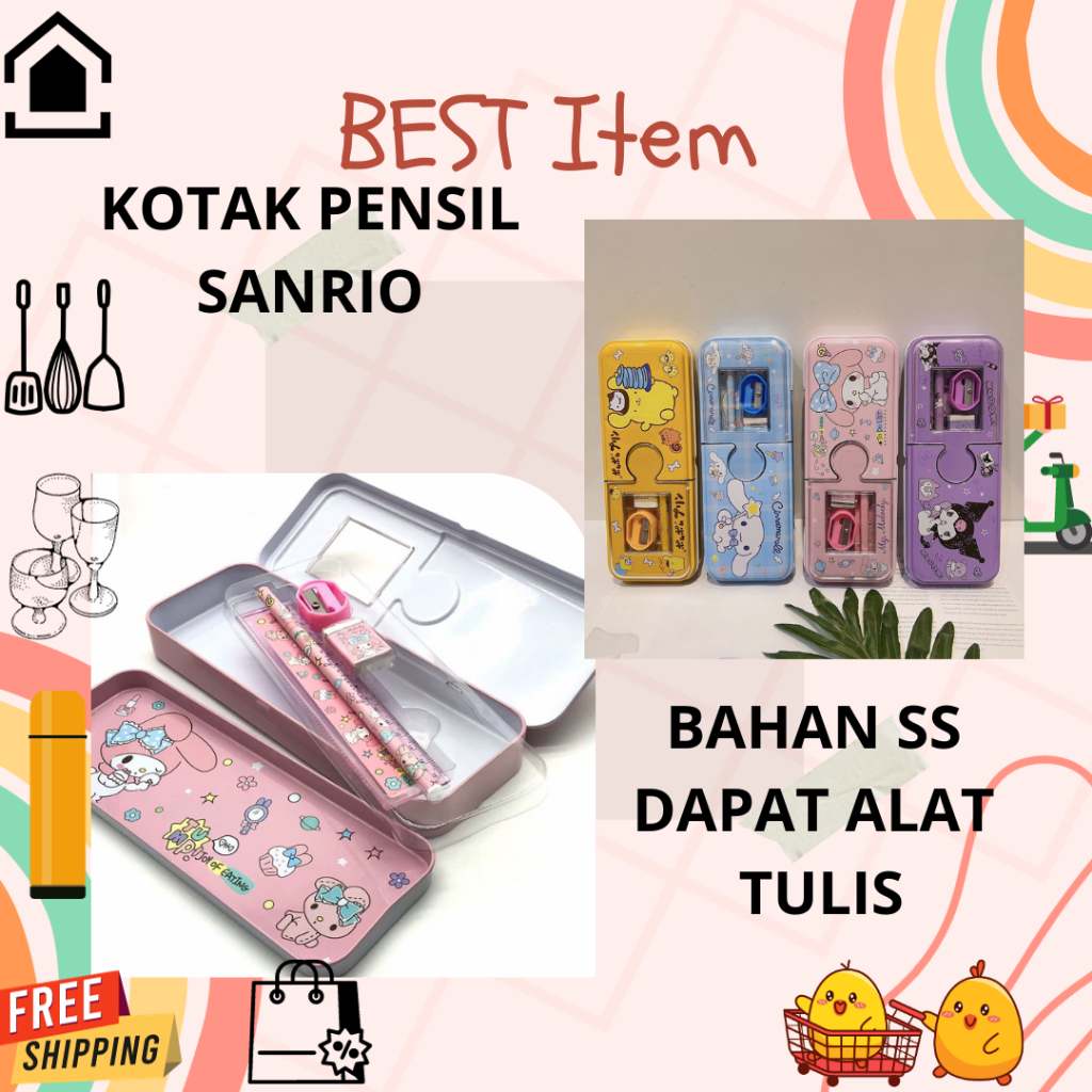

GOS Kotak Pensil Model Besi Motif Sanrio / KOTAK PENSIL BESI ANAK SET MOTIF SANRIO LUCU 2 TINGKAT