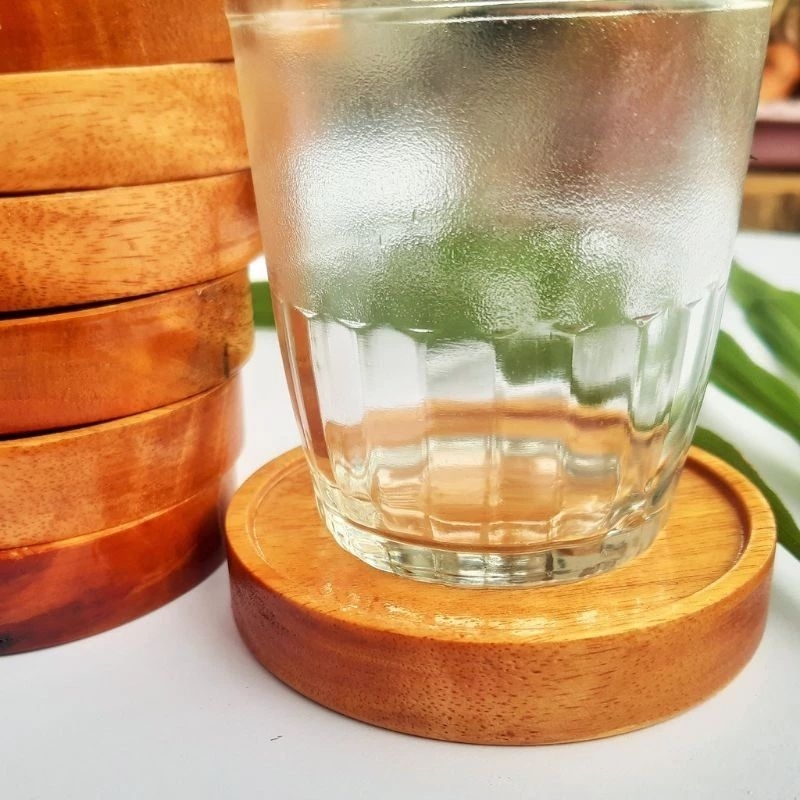 tatakan gelas kayu bulat / kayu bulat / alas gelas kayu / tatakan / bulat