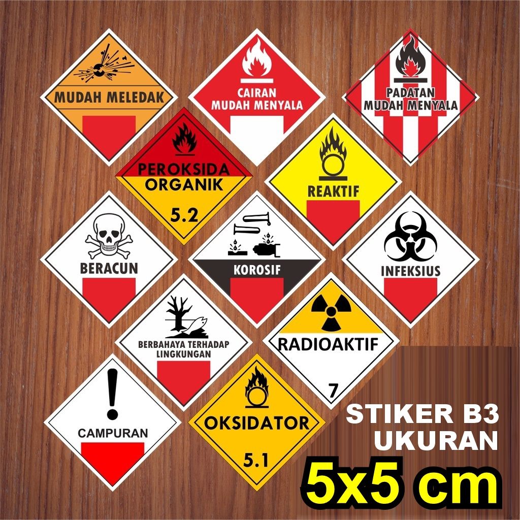 Lebel limbah b3 ukuran 5x5 cm, stiker limbah b3
