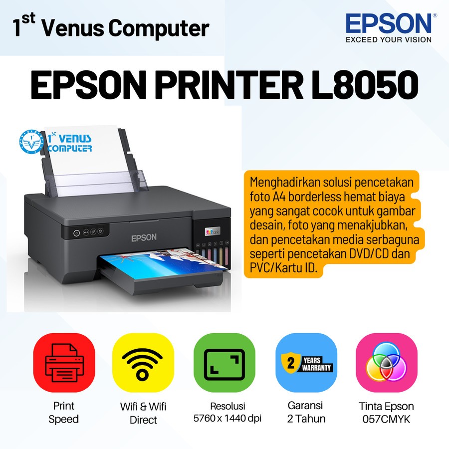 PRINTER EPSON L8050 + WIFI / PRINTER PHOTO EPSON L8050 PENGGANTI L805