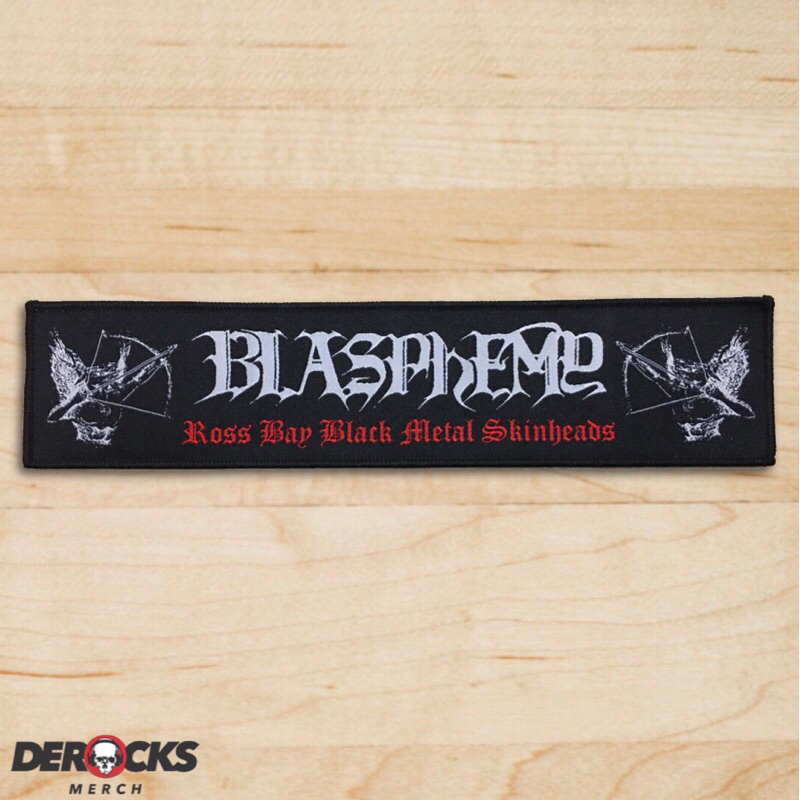 Woven Patch Superstrip BLASPHEMY - Ross Bay Black Metal Skinheads (Ukuran Besar)
