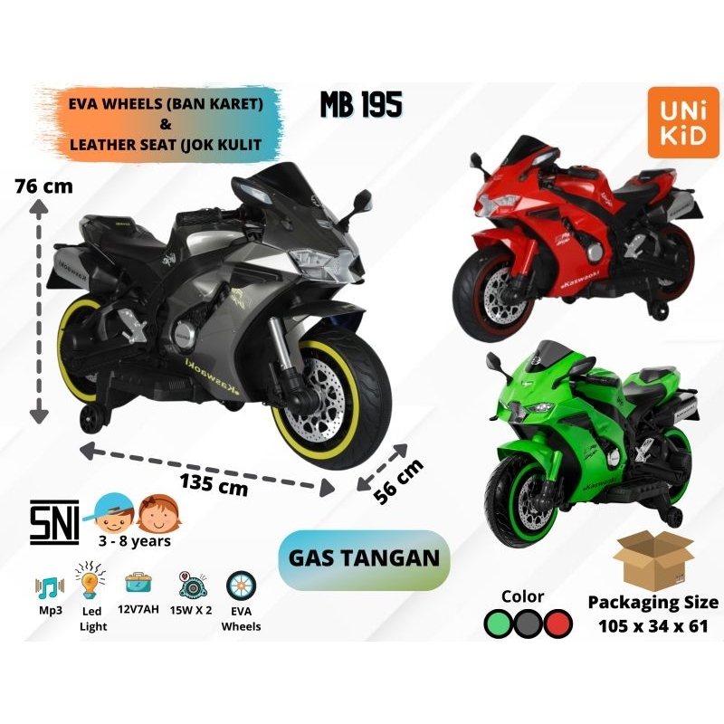 Motor aki anak mainan unikid MB195.Motor Ninja Anak