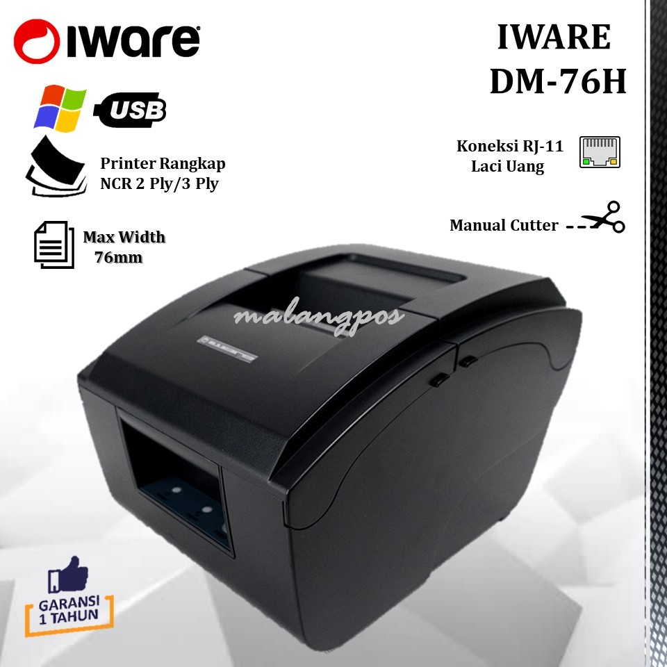 Iware DM76H Printer Kasir Dotmatrix Printer Struk Usb Dotmatrix DM76H 76MM Cetak Struk Rangkap