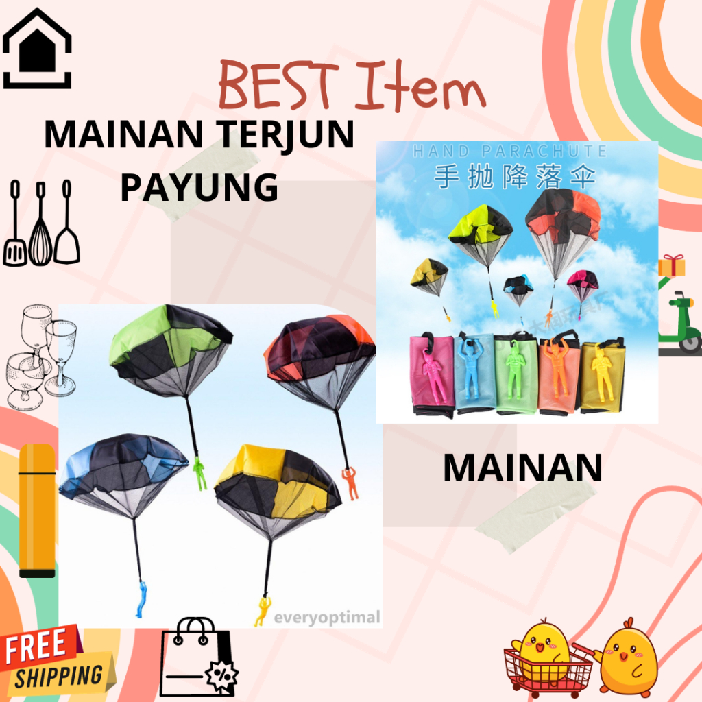 GOS Lempar Parasut Mainan Set Mainan Lucu Aksesori Permainan Luar Ruangan Nikmat Anak Mainan Parasut
