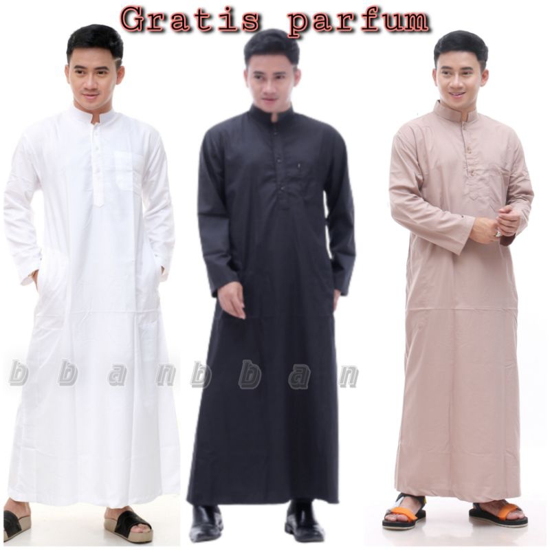 jubah pria putih polos gamis pria dewasa jubah saudi lengan panjang